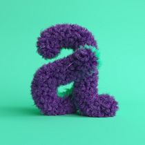Letra a peluda en 3D
