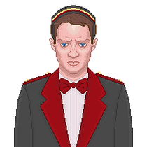 Conserje de hotel en pixel art