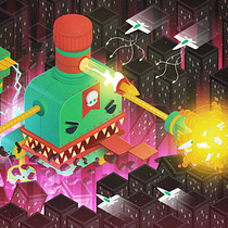 Robot devorador de ciudades en vector