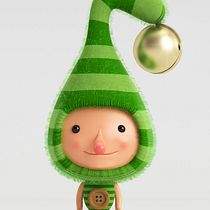 Duende verde en 3D con cascabel