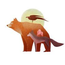 Osos y lobos en lápiz colorado