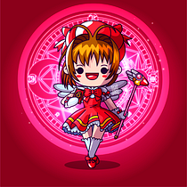 Chica mágica kawaii en rojo