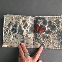 Libro de arena con hoja roja