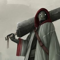 Guardián robótico con espada gigante