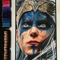 Mi Proyecto del curso:  Retrato realista con lápices de colores HELLBLADE