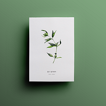 Rama verde en acuarela minimalista