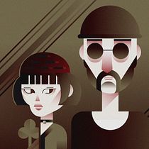 Pareja geométrica con estilo retro