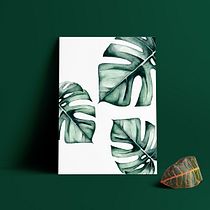 Hojas de monstera en acuarela