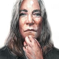 Retrato caricaturesco en acuarela réalista