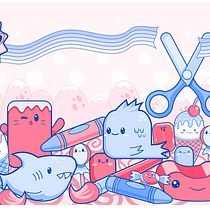 Dulces personajes kawaii en vector