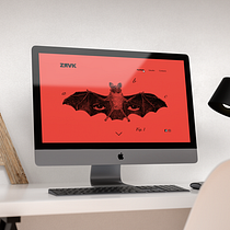 Murciélago ilustrado en web roja