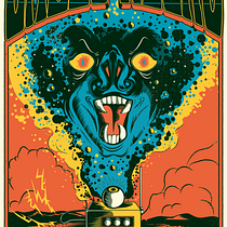 Demonio cósmico estilo póster rock