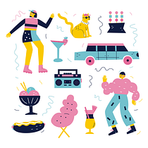 Fiesta pop en ilustración vectorial