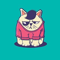 Gato gruñón con suéter rosa