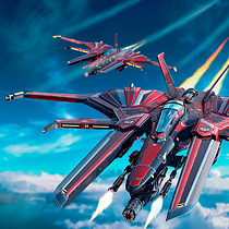 Caza espacial rojo estilo futurista