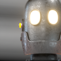 Robot retro con ojos luminosos