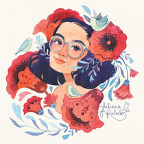 Mon portrait illustré d'éléments botaniques à l'aquarelle