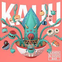 Pulpo ramen en estilo kawaii 3D