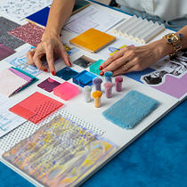 Muestrario táctil de colores y texturas