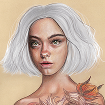 Retrato en pastel y lápiz blanco