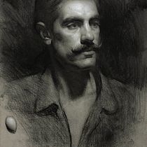Retrato al carboncillo con bigote
