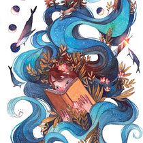 Lectora entre olas y sueños