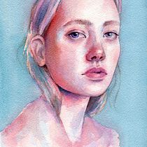 Retrato femenino en acuarela suave
