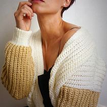 Cardigan oversized bicolor a crochet