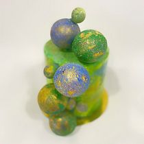 Tarta esferas pintadas con brillo