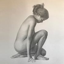 Estudio al grafito de figura femenina