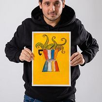 Cafeteira colorida com tentáculos