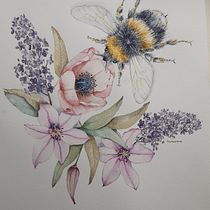 Abejorro en primavera, mi  Proyecto del curso: Dibujo y composición naturalista en acuarela