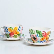 Tazas pintadas a mano con flores