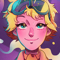 Chica sonriente en estilo manga colorido
