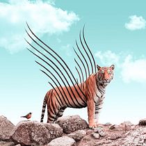 Tigre ailé en photomontage
