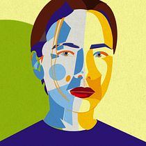 Retrato geométrico en colores planos