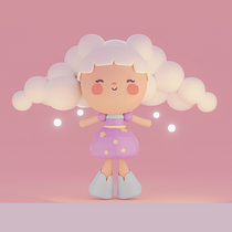 Bonequinha Nuvem em 3D kawaii