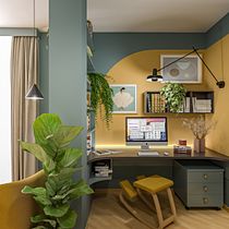 Angolo studio moderno con piante