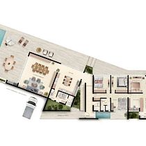 Planta arquitectónica a color con mobiliario