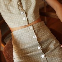 Conjunto crop top y falda de lino