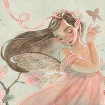 Hada dormida en acuarela rosa