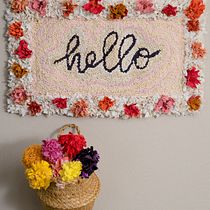 Hello rag rug wall hanging