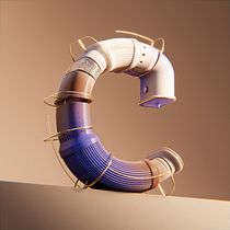 Sculpted 3D Letter C with Rings
