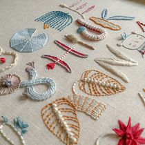 Raised Stitch Botanical Sampler in Pastels