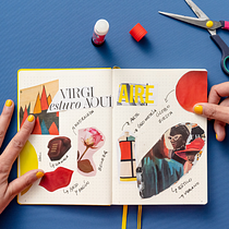 Moodboard de recortes y notas creativas