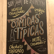 Mi proyecto del curso: Diseño y aplicación de lettering sobre pizarra para una fiesta de San Juan en Asunción.