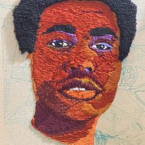 Embroidered Portrait in Warm Threads