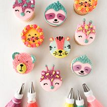 Whimsical Animal Buttercream Cupcakes