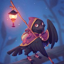 Raven Traveler with Lantern Cloak