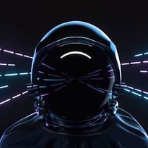 Neon Helmeted Astronaut Portrait